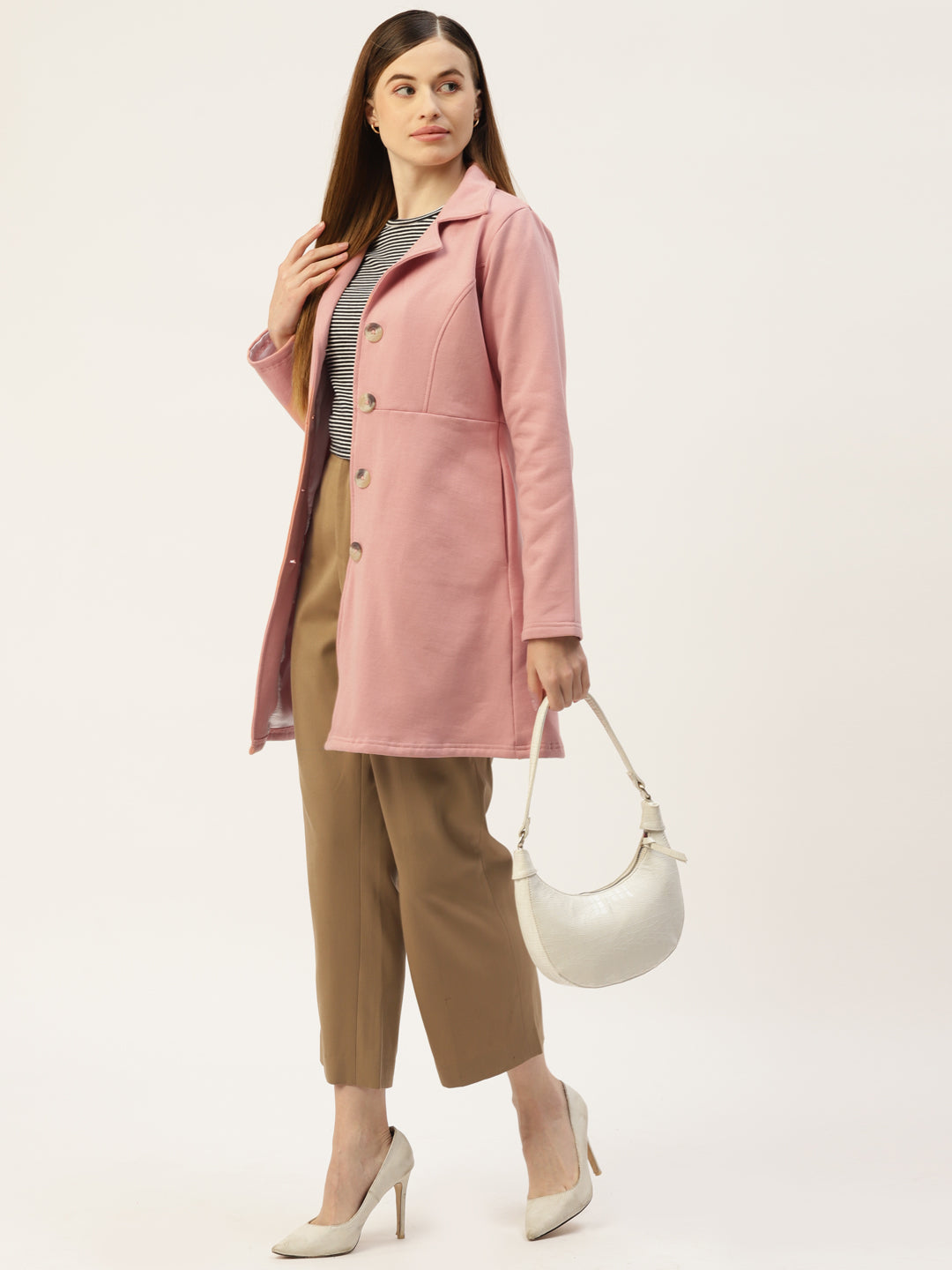 Notched Lapel Single-Breasted Overcoat