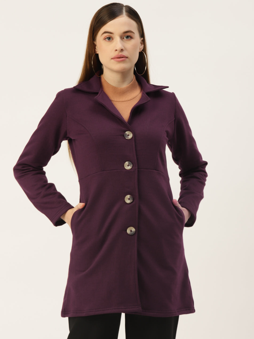 Notched Lapel Single-Breasted Overcoat