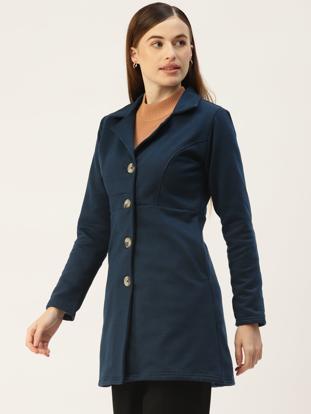 Notched Lapel Single-Breasted Overcoat