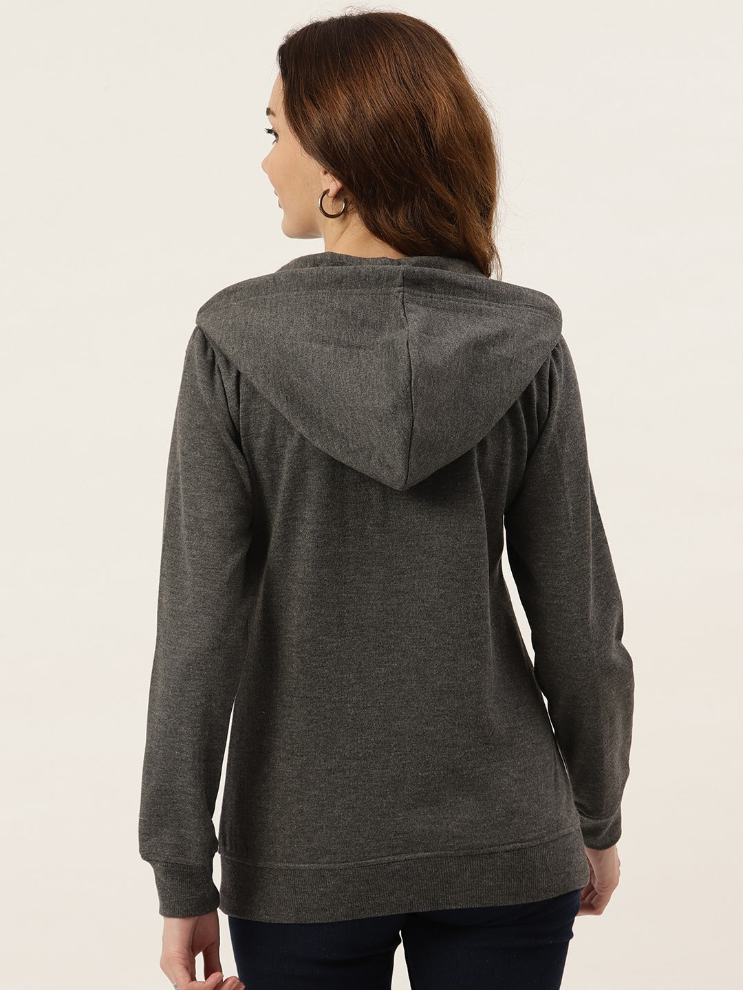 Women Burgundy Fleece Hooded Sweatshirt