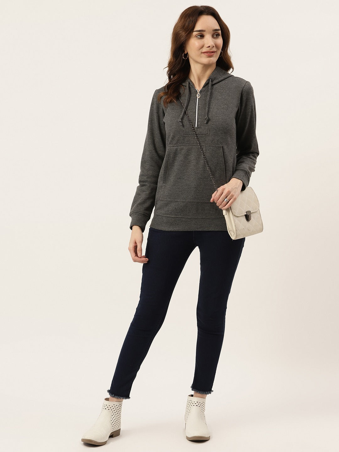 Women Burgundy Fleece Hooded Sweatshirt