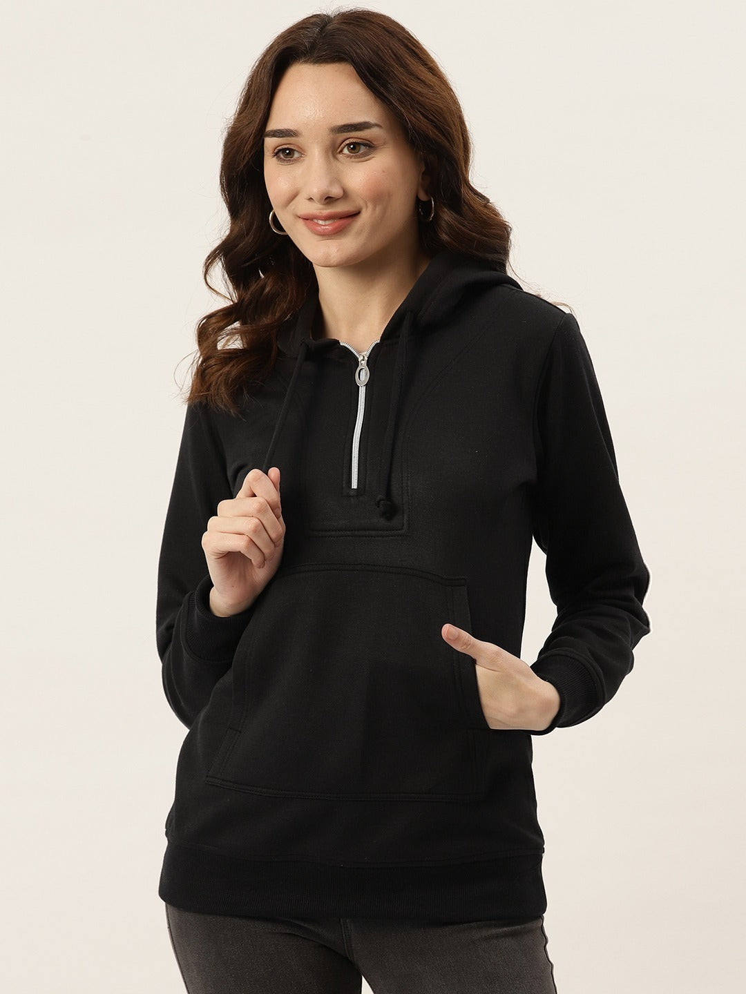 Women Burgundy Fleece Hooded Sweatshirt