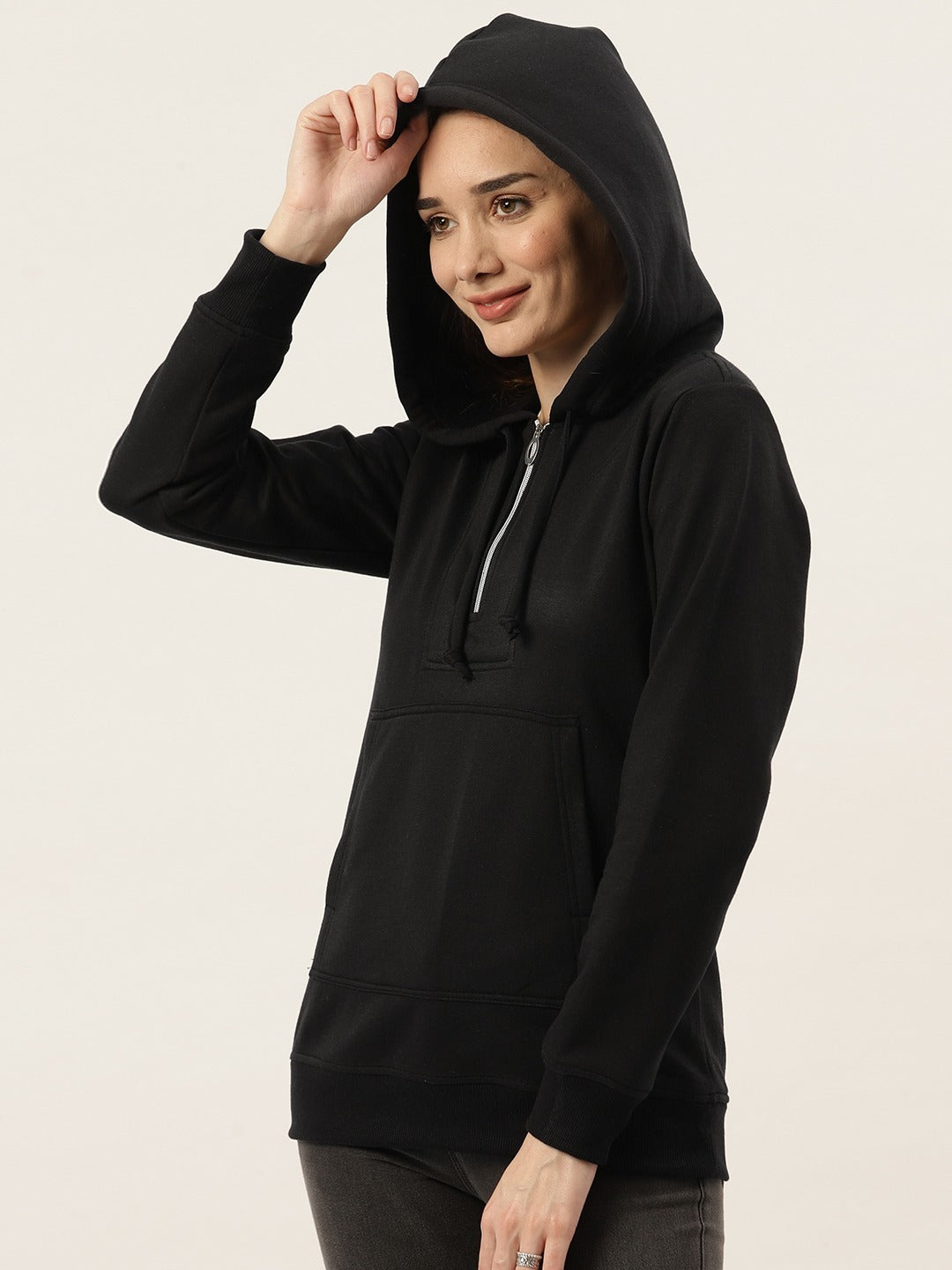 Women Burgundy Fleece Hooded Sweatshirt