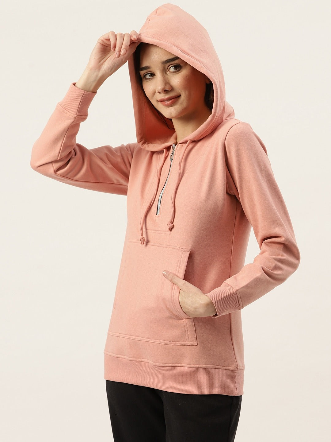 Women Burgundy Fleece Hooded Sweatshirt