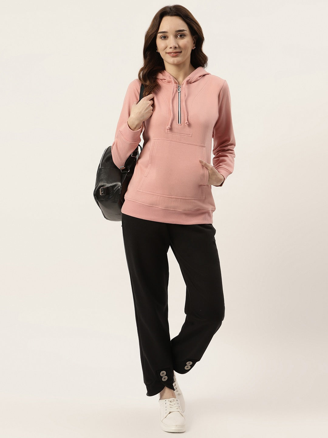 Women Burgundy Fleece Hooded Sweatshirt