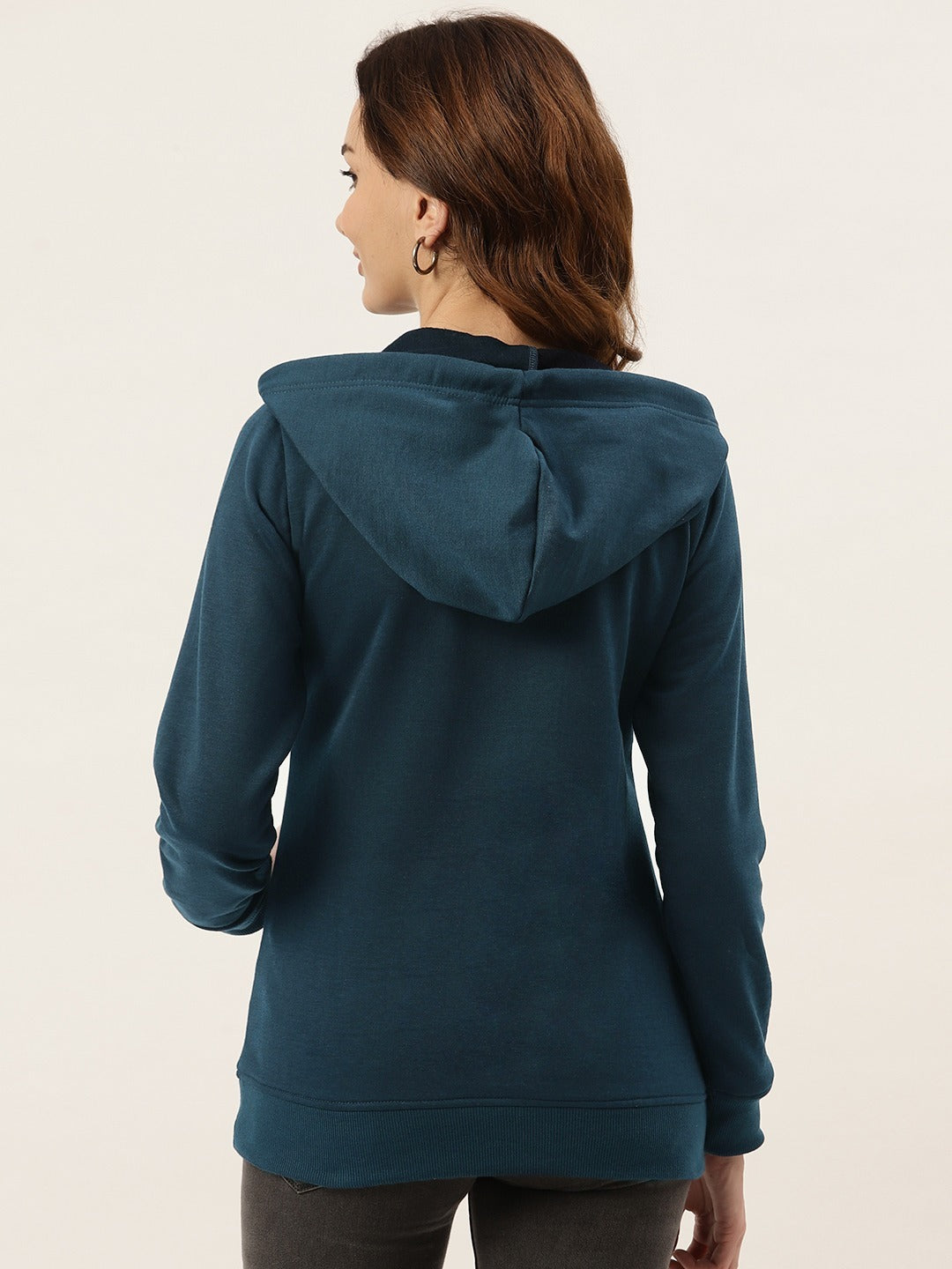 Women Burgundy Fleece Hooded Sweatshirt