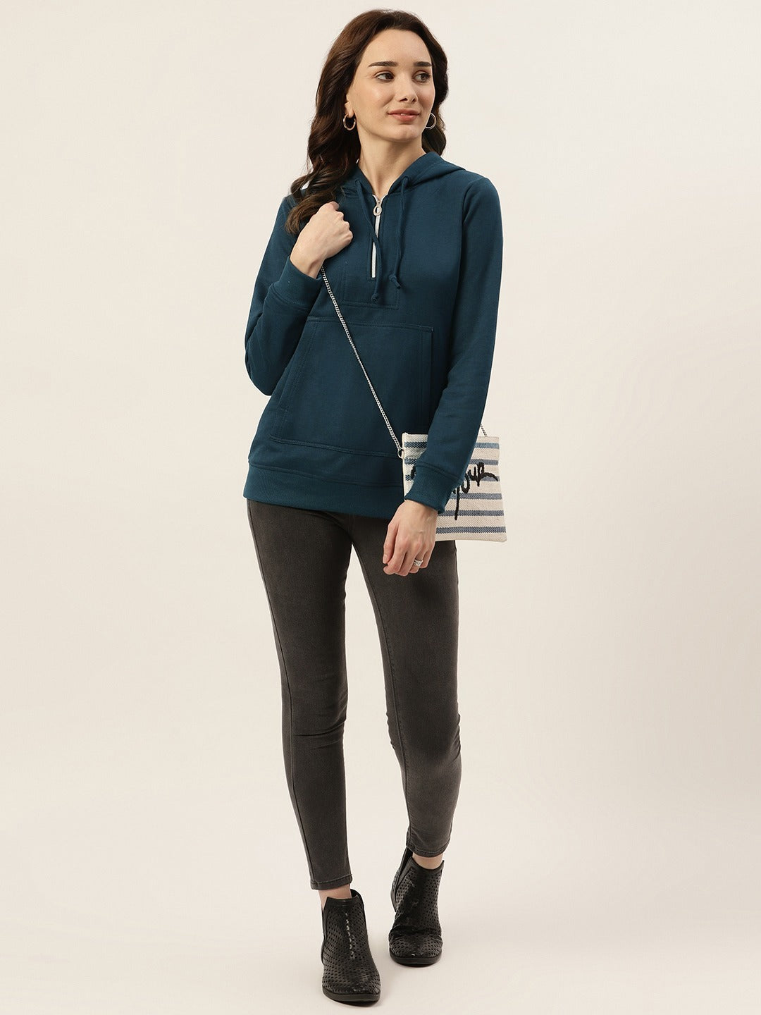 Women Burgundy Fleece Hooded Sweatshirt