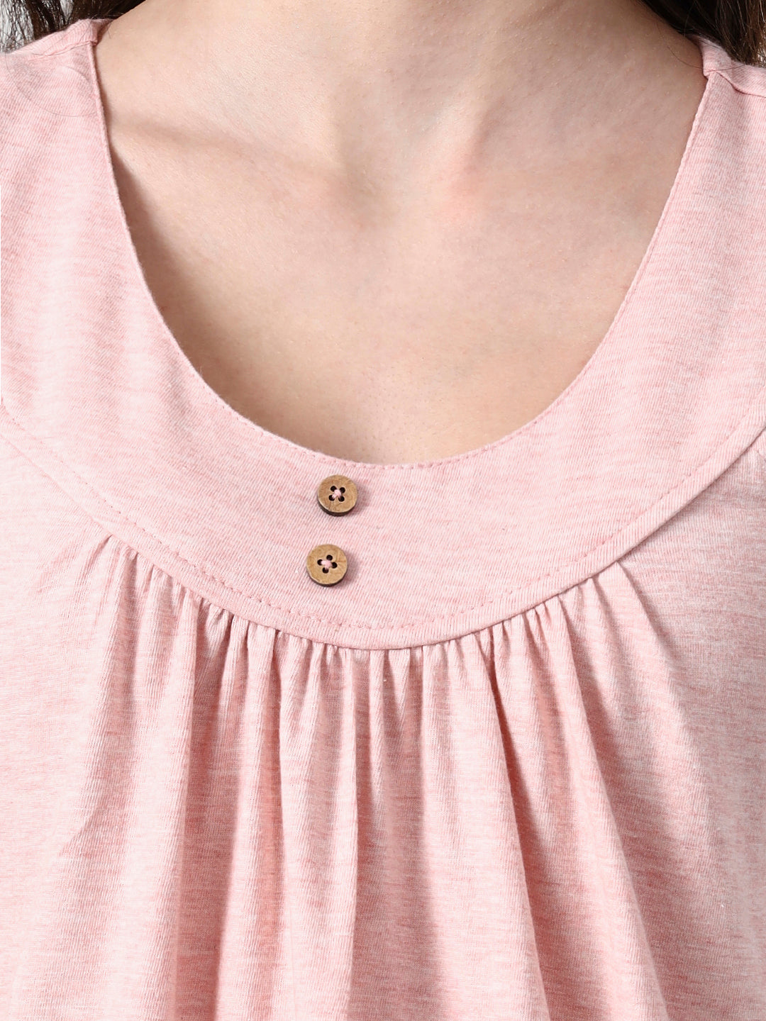 Women Solid Scoop Neck Gathered Top