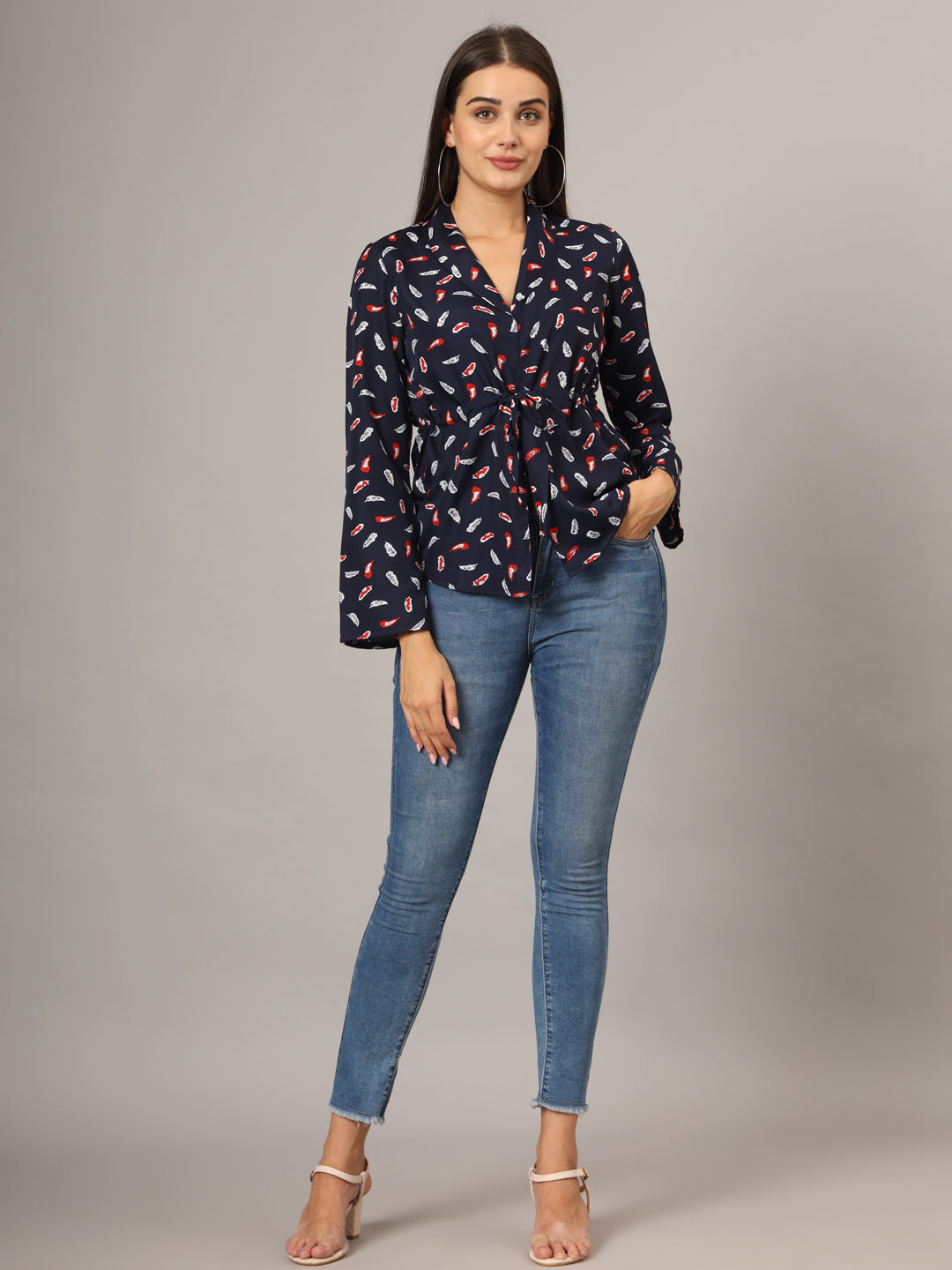 Printed Shirt Style Top