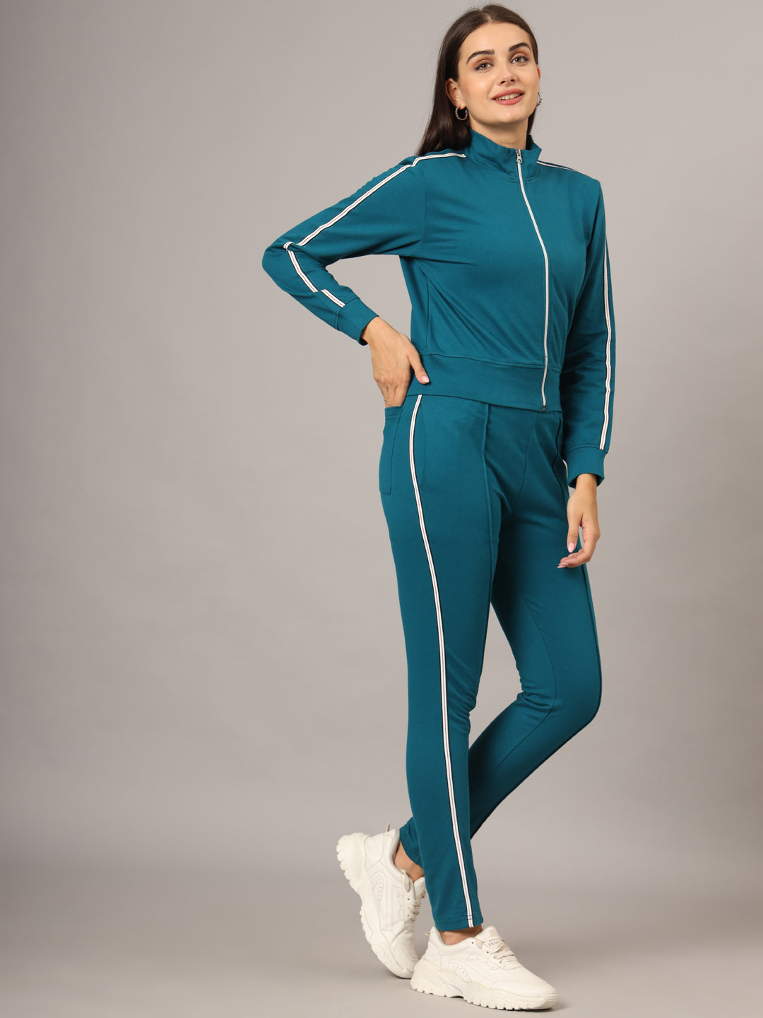 Women Mock Collar Mid Rise Tracksuits