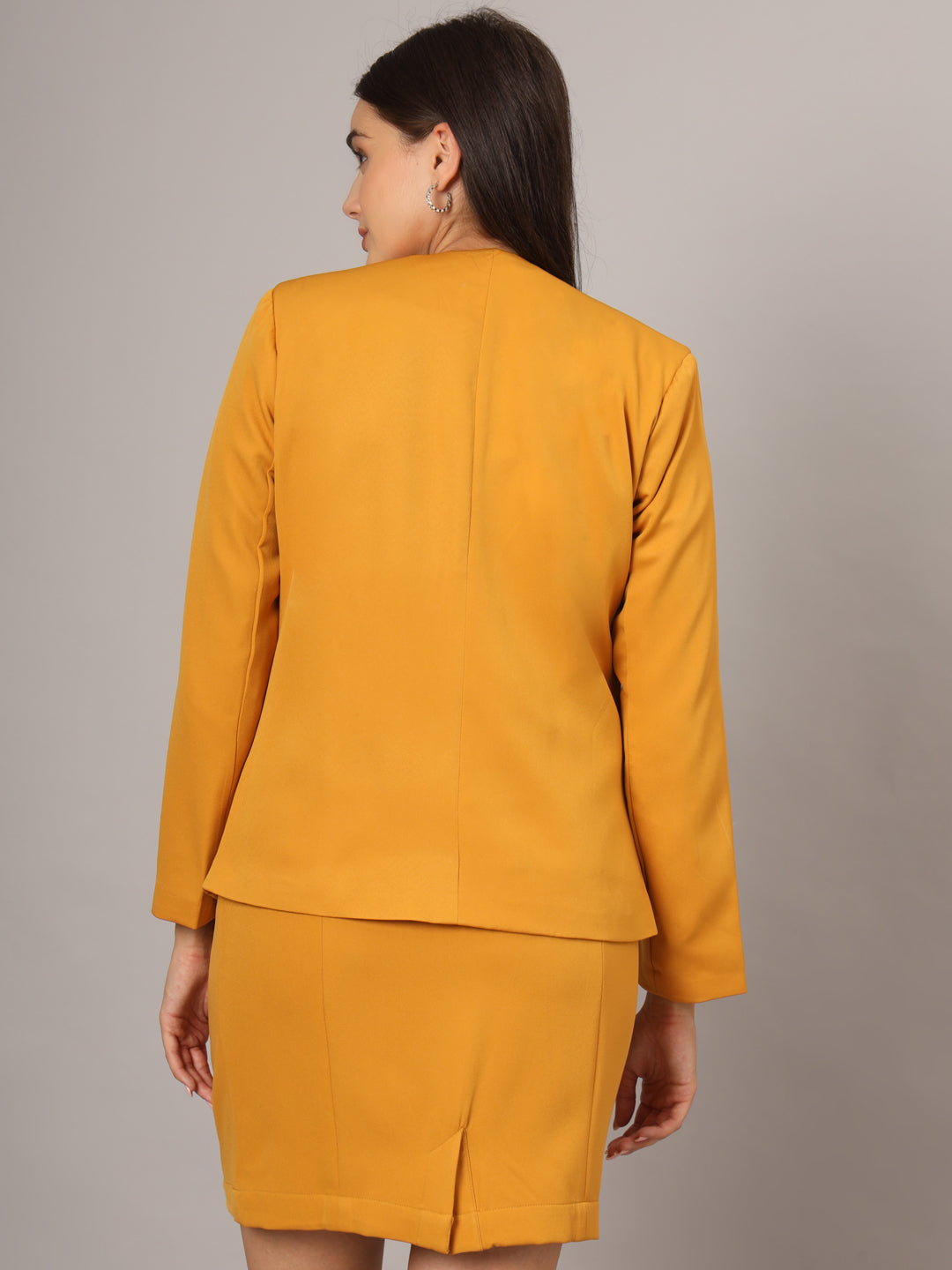 Open Front Long Sleeves Blazer With Skirts