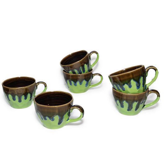 Coffee Mugs Set of 6 | flow - Glaze| 220 ml
