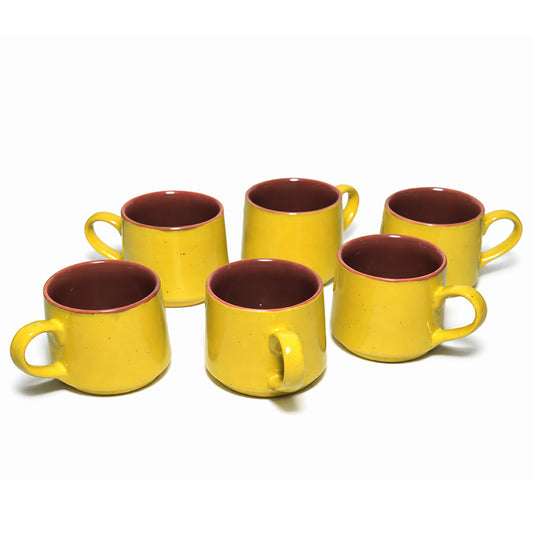 Tea Cups Set of 6 | Yellow - Brown | 180 ml