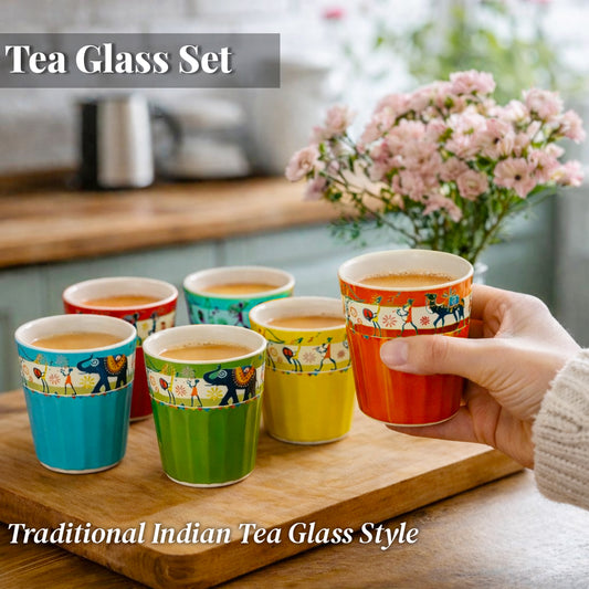 Ceramic Tea Glass Set of 6 | 180 ml