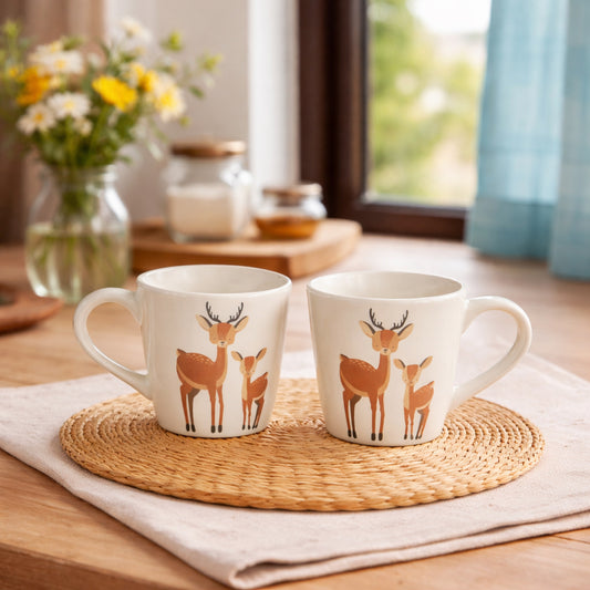 Coffee & Milk Mugs Set of 2 | Multicolor | 300 ml.