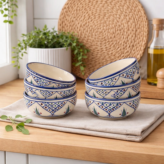 Dinner Bowls Set of 6 | Multicolor Print | 220 ml