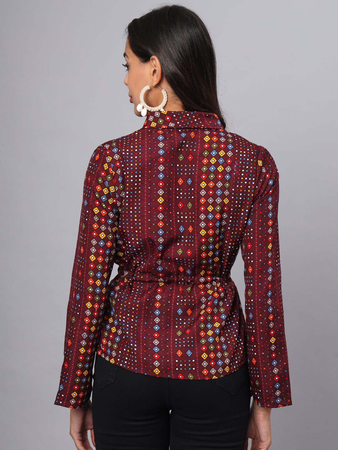 Printed Shirt Style Top