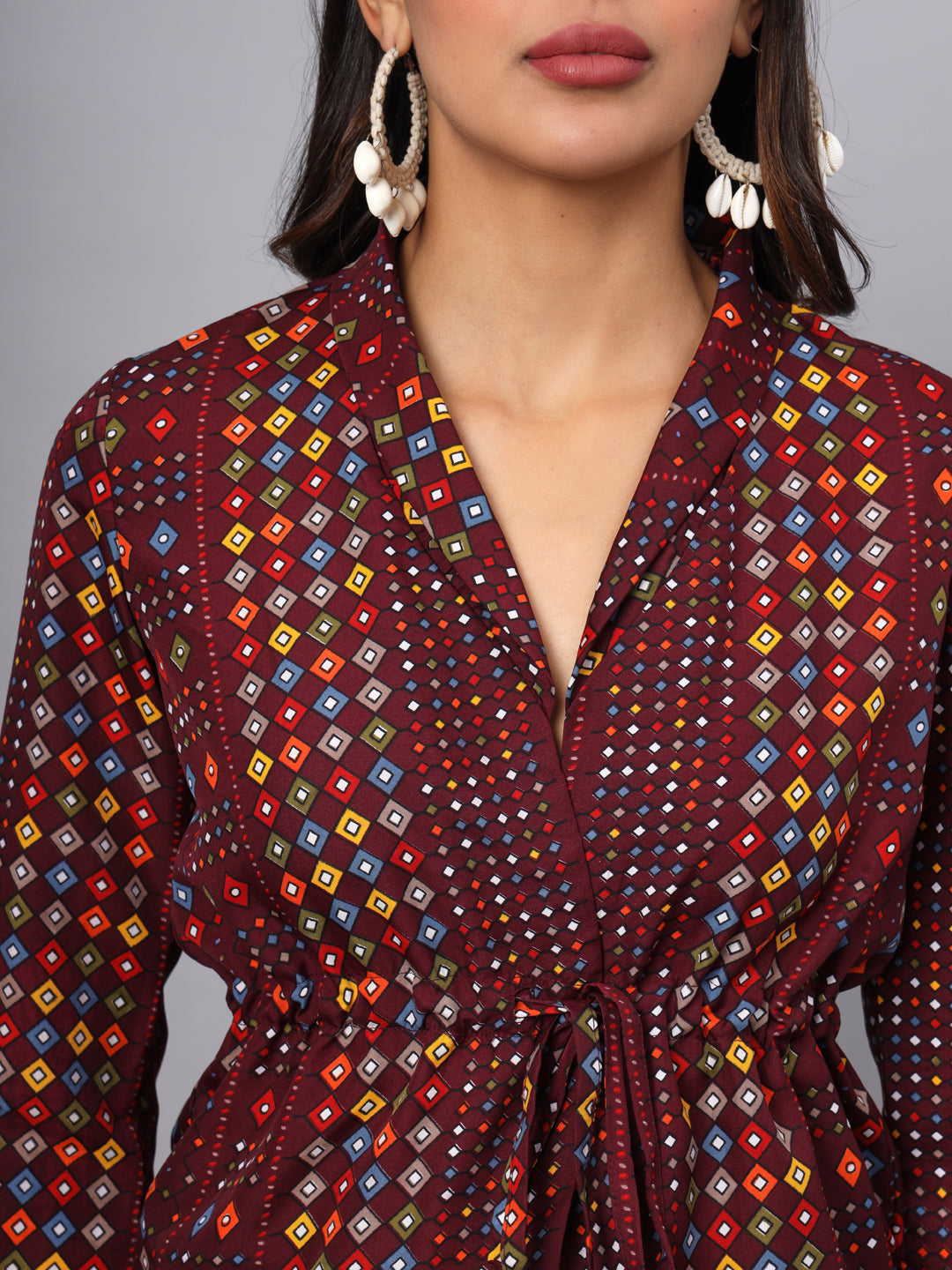 Printed Shirt Style Top