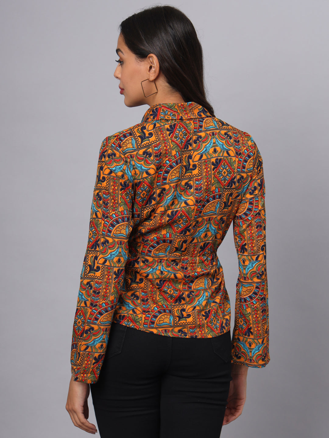 Printed Shirt Style Top