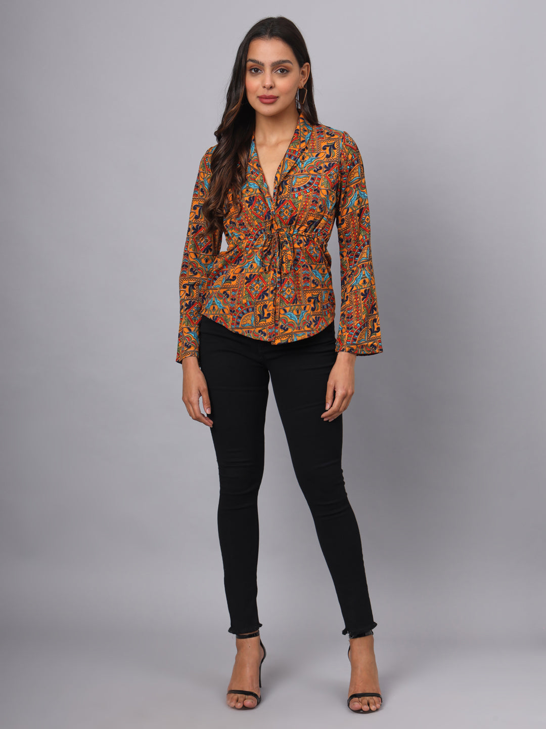 Printed Shirt Style Top