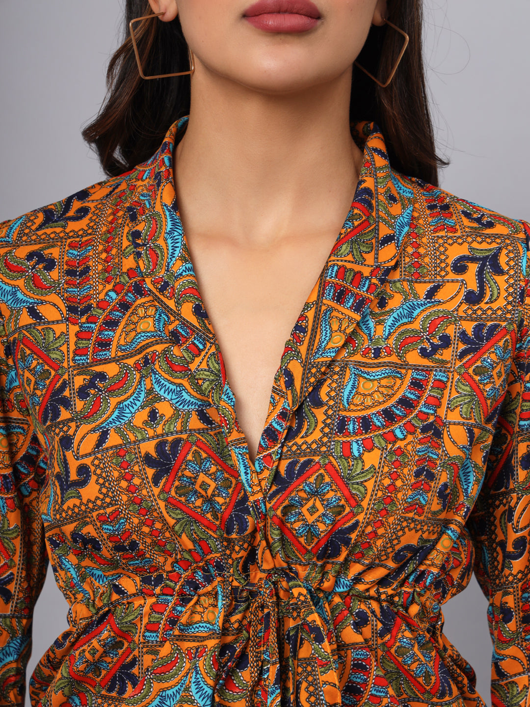 Printed Shirt Style Top