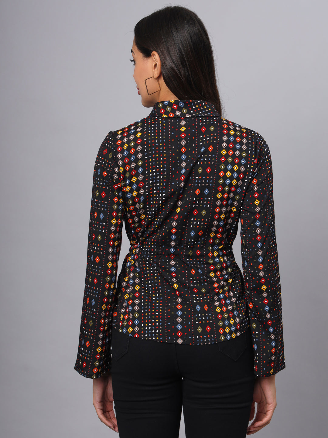 Printed Shirt Style Top