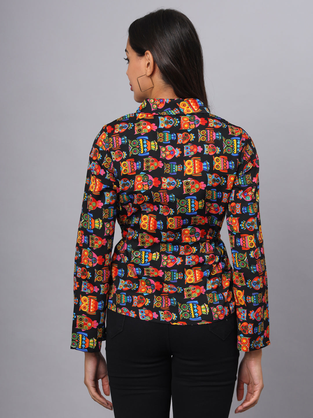 Printed Shirt Style Top