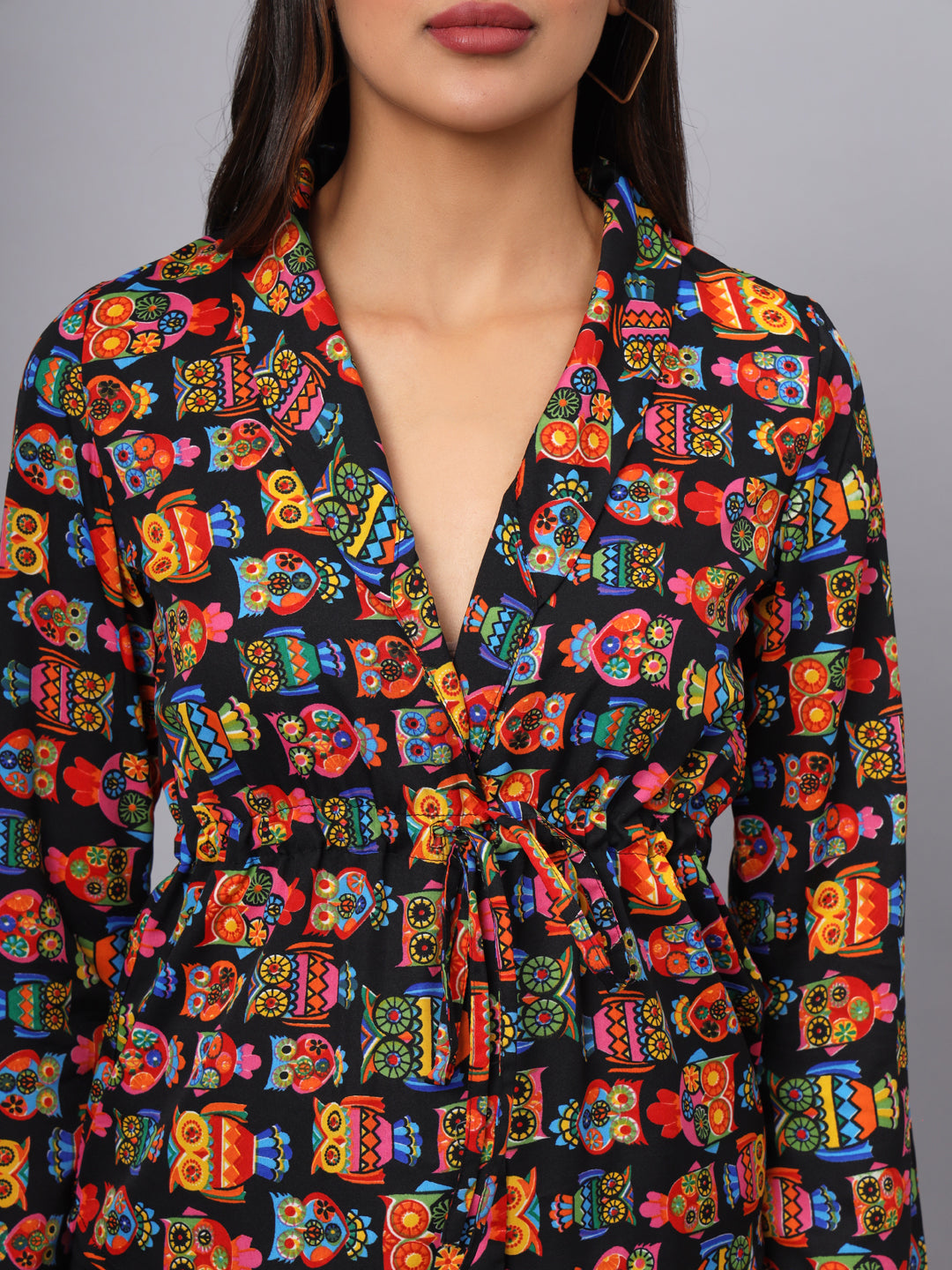 Printed Shirt Style Top