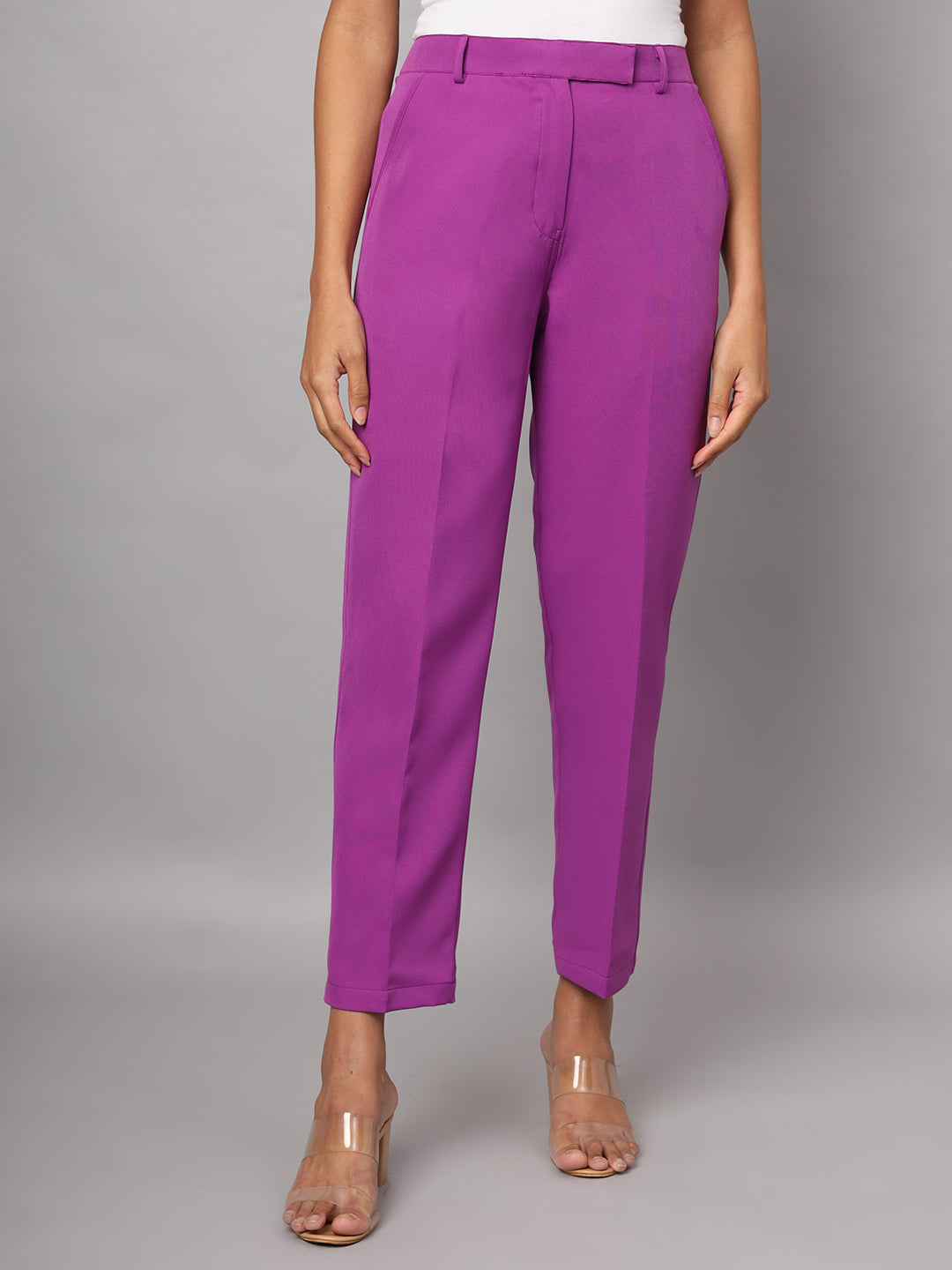 Women Mid-Rise Relaxed Straight Leg Cropped Trousers