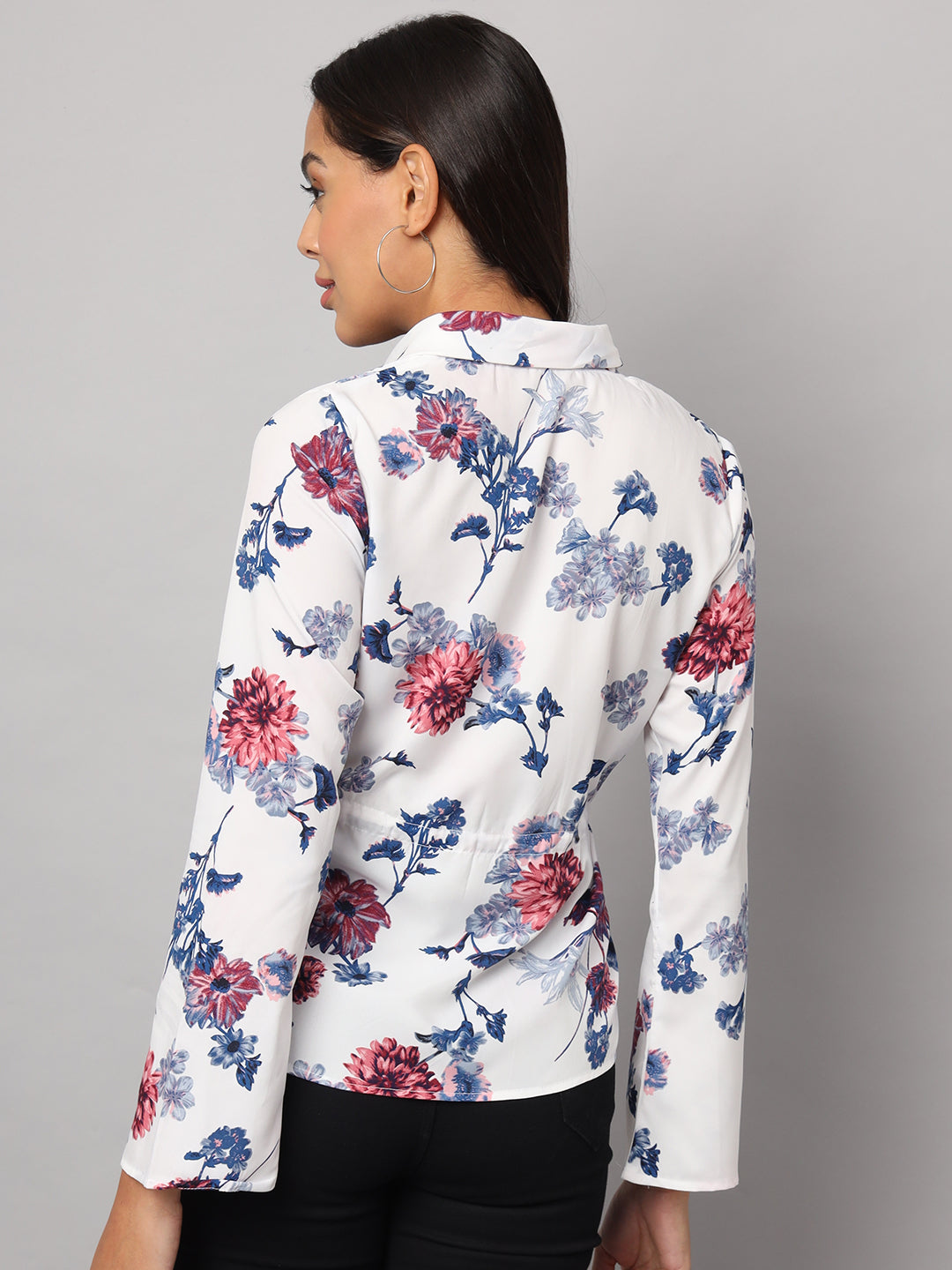 Printed Shirt Style Top