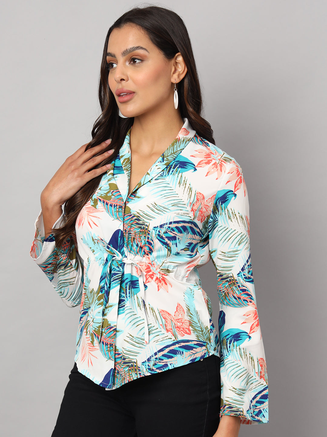 Printed Shirt Style Top