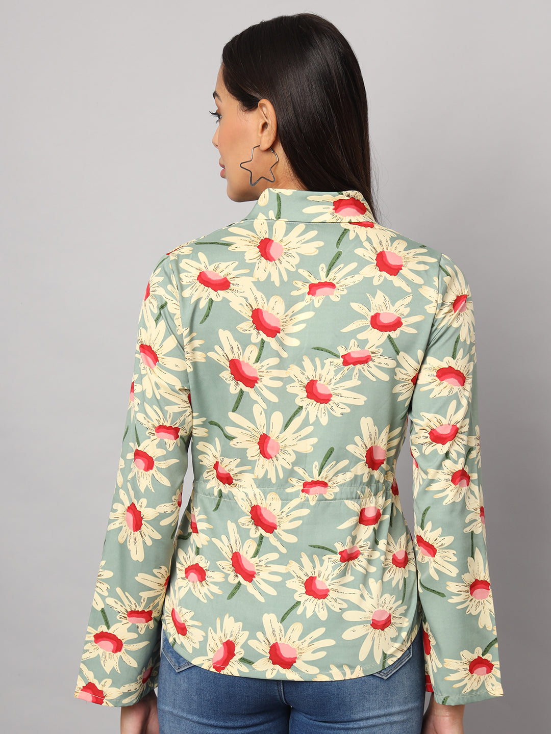 Printed Shirt Style Top