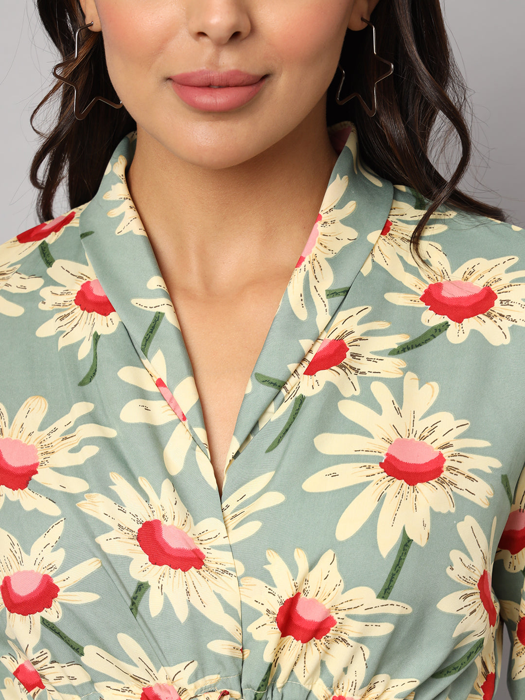 Printed Shirt Style Top