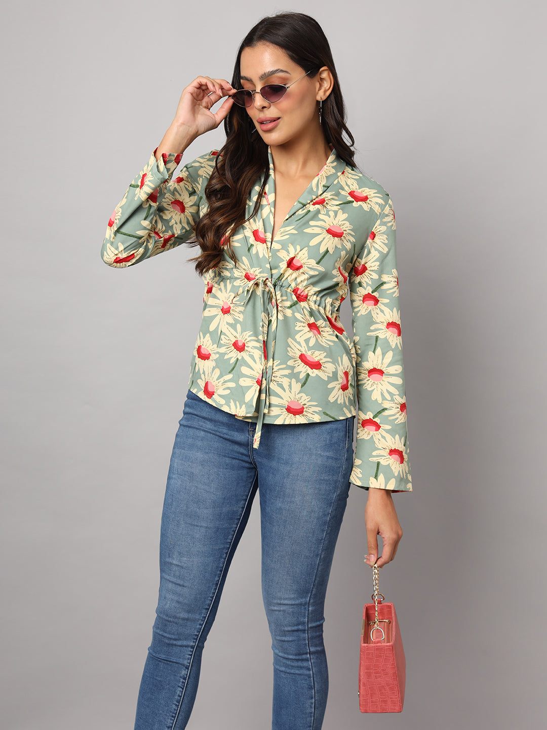 Printed Shirt Style Top