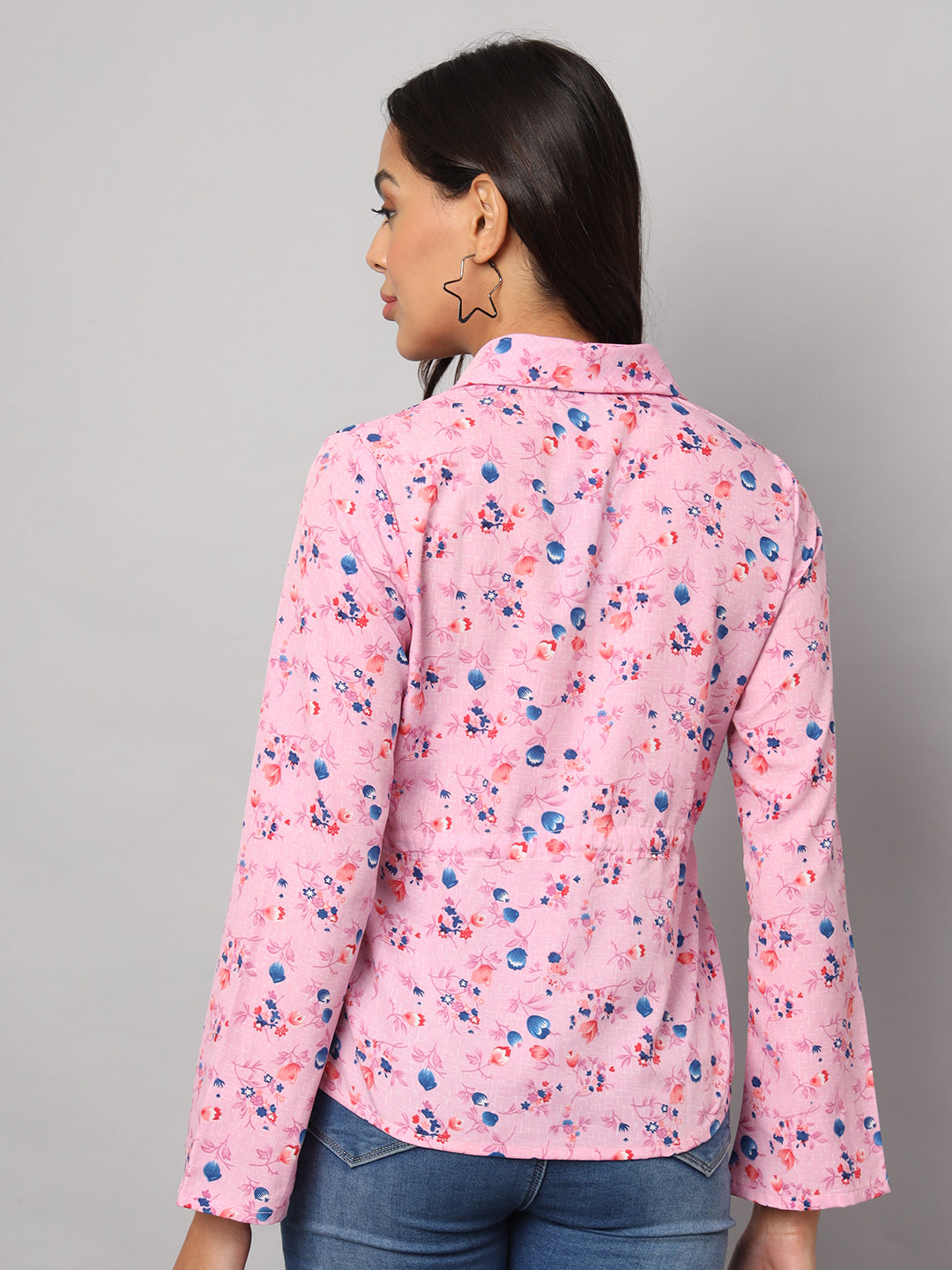 Printed Shirt Style Top