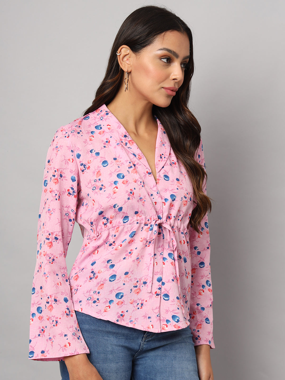 Printed Shirt Style Top