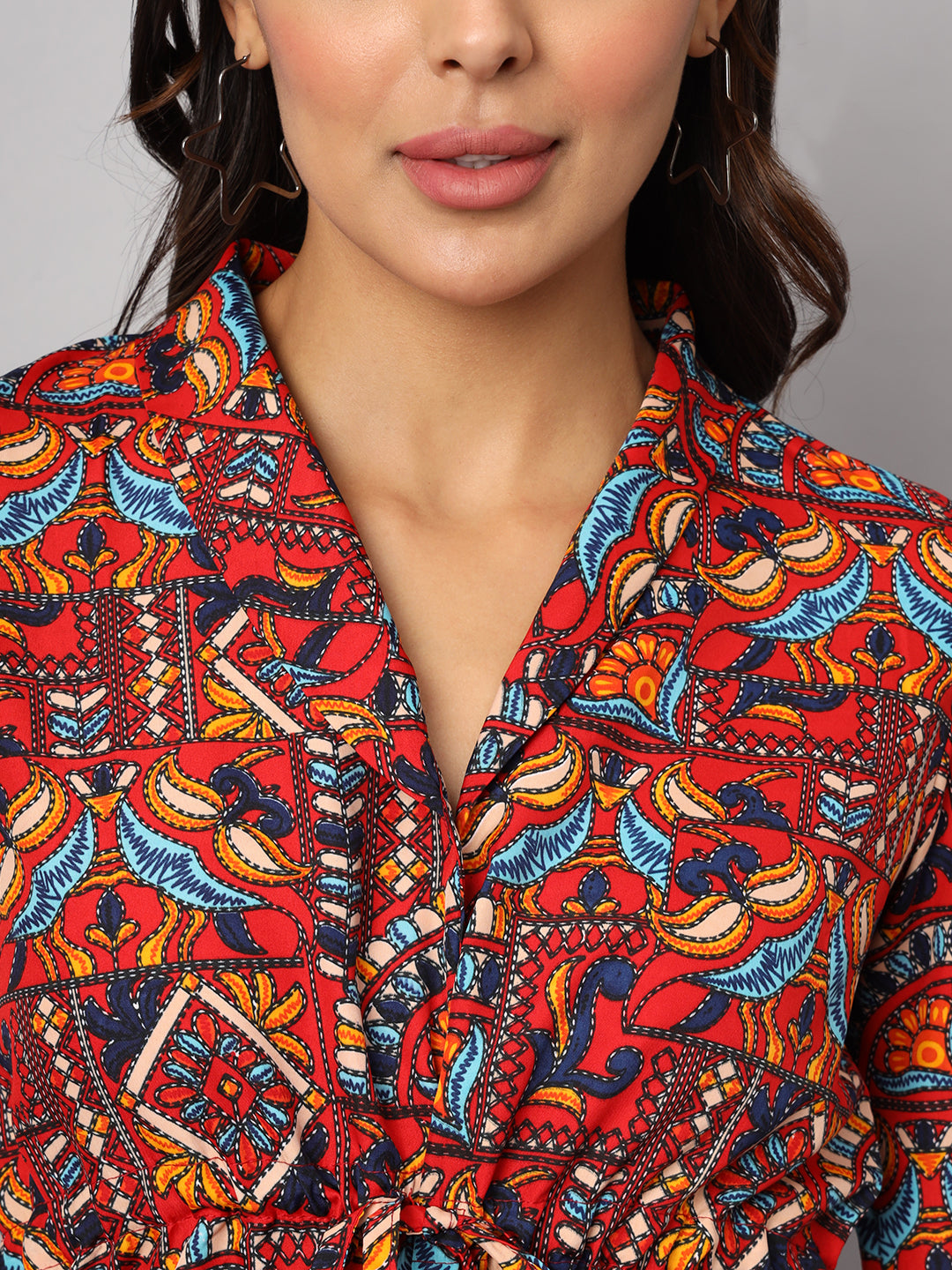 Printed Shirt Style Top