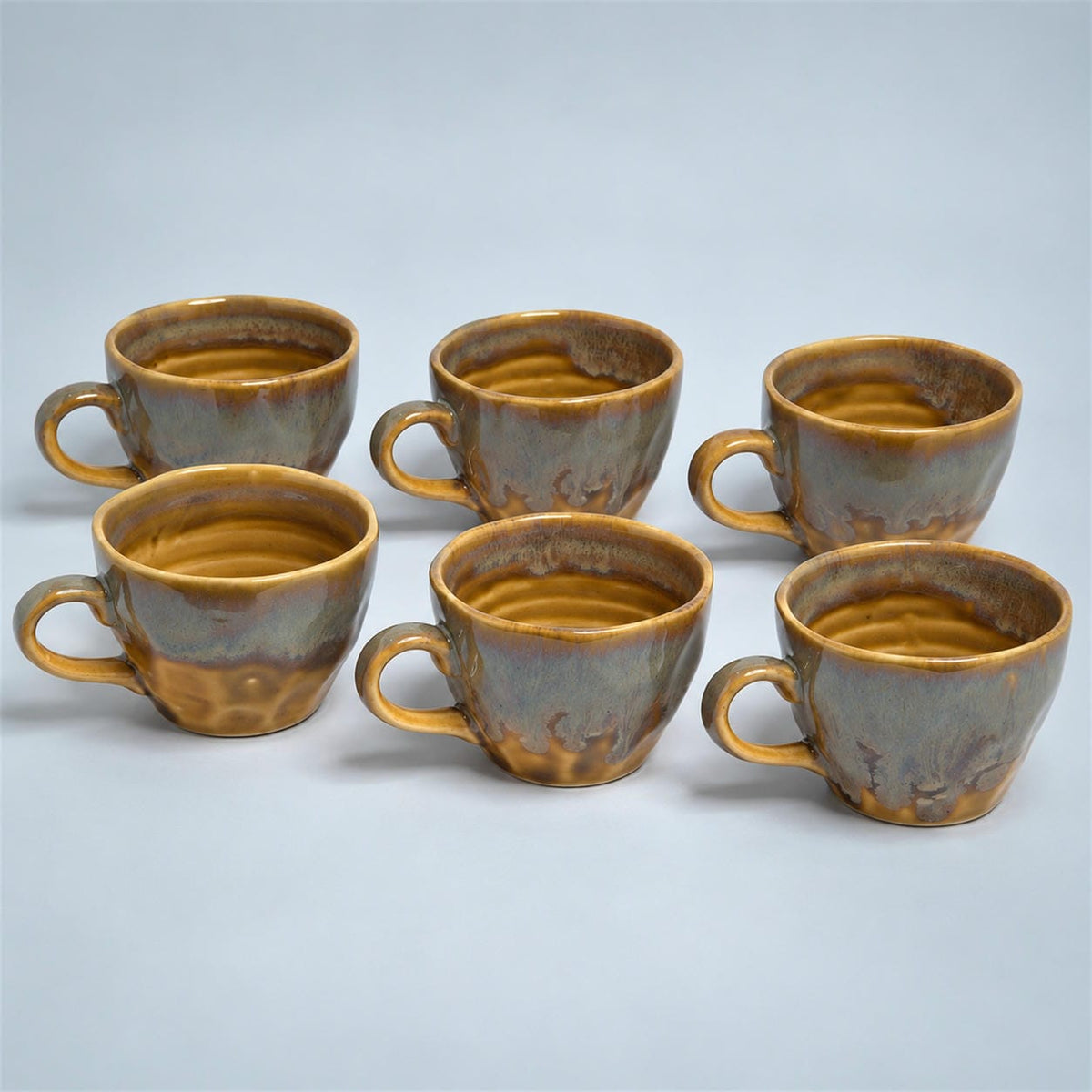 Coffee Mugs Set of 6 | Brown Golden | 220 ml