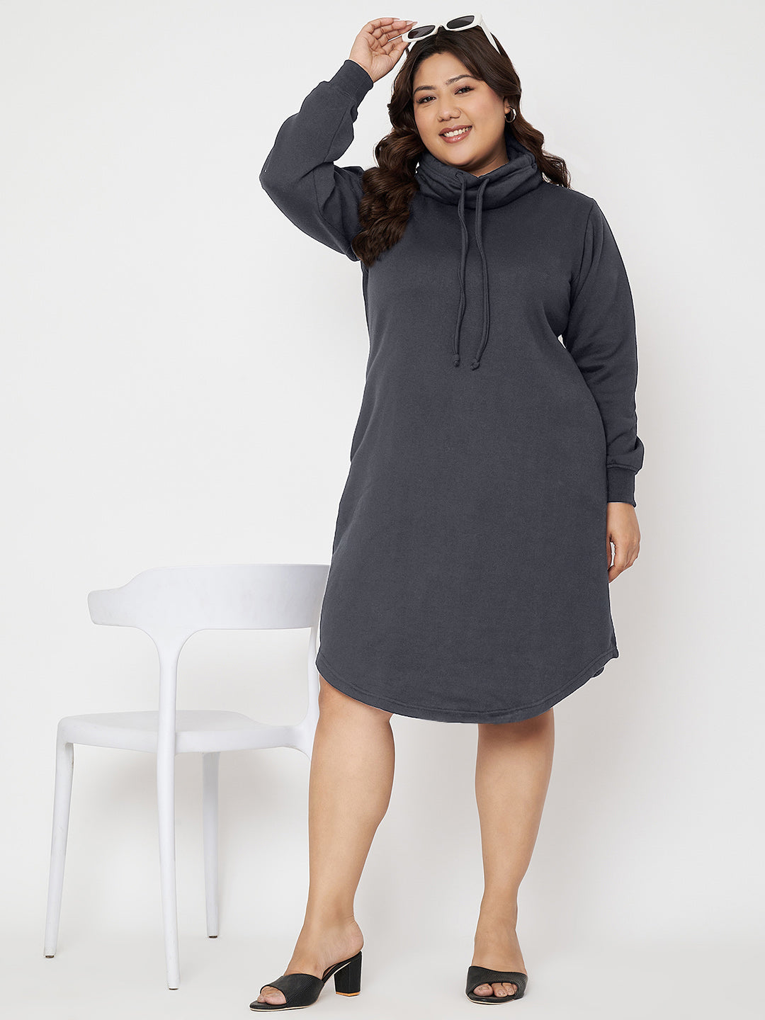 Women Cowl Neck Jumper Dress