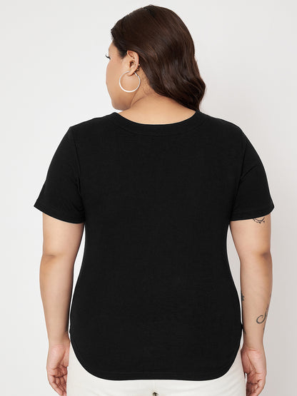 Plus Size V-Neck Cotton T-shirt