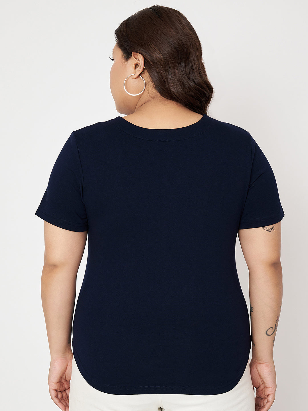 Plus Size V-Neck Cotton T-shirt