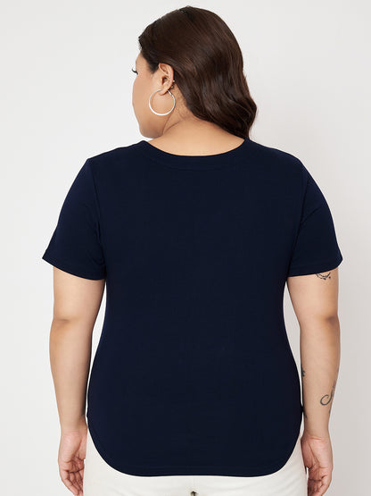 Plus Size V-Neck Cotton T-shirt