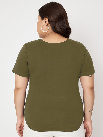 Plus Size V-Neck Cotton T-shirt