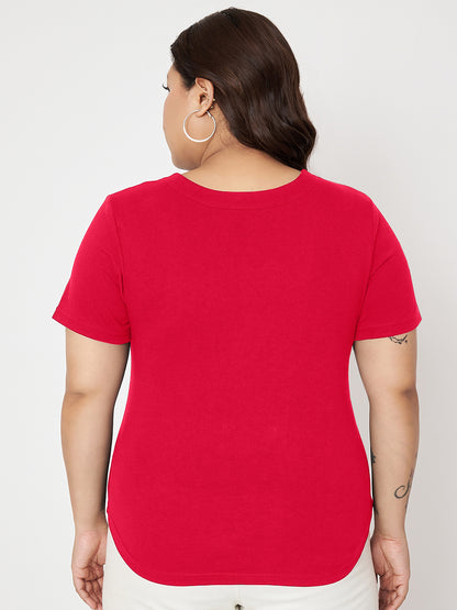 Plus Size V-Neck Cotton T-shirt