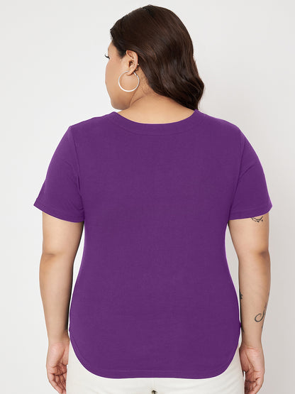Plus Size V-Neck Cotton T-shirt