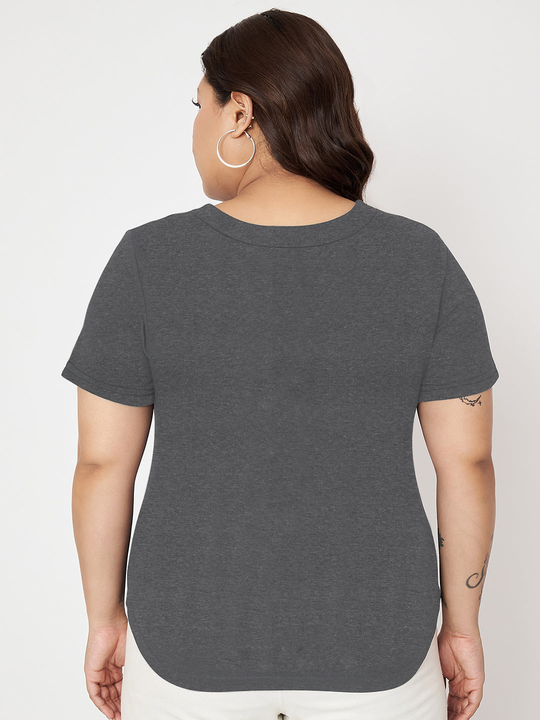 Plus Size V-Neck Cotton T-shirt