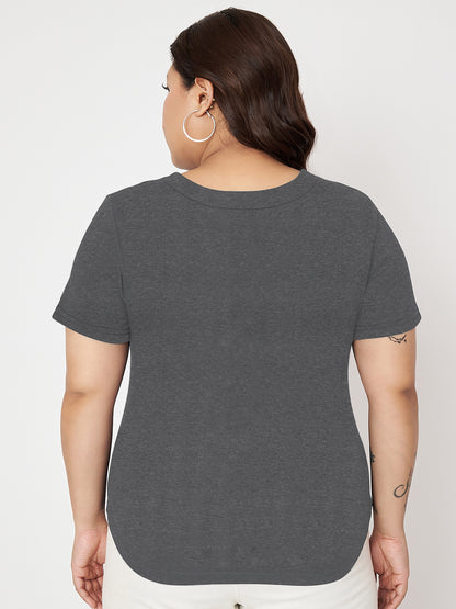 Plus Size V-Neck Cotton T-shirt