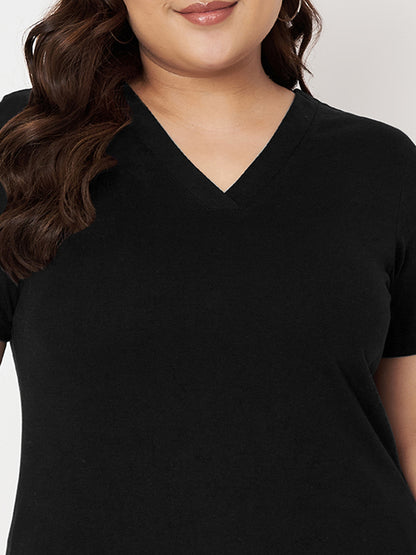 Plus Size V-Neck Cotton T-shirt
