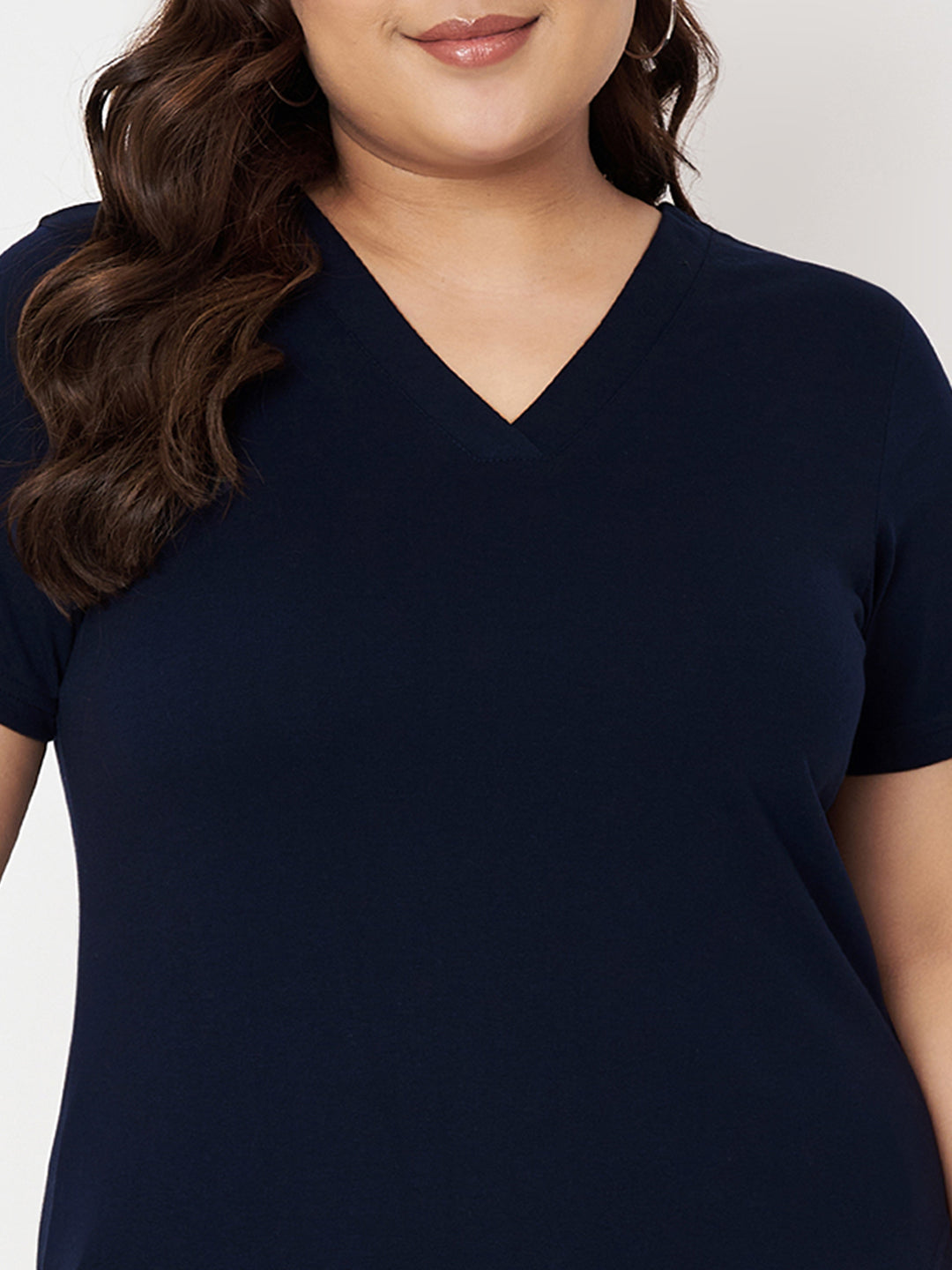 Plus Size V-Neck Cotton T-shirt