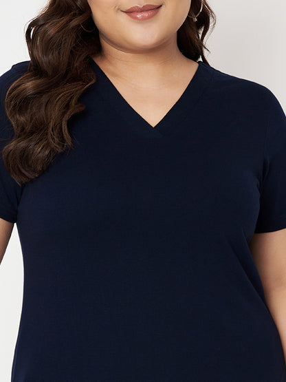 Plus Size V-Neck Cotton T-shirt